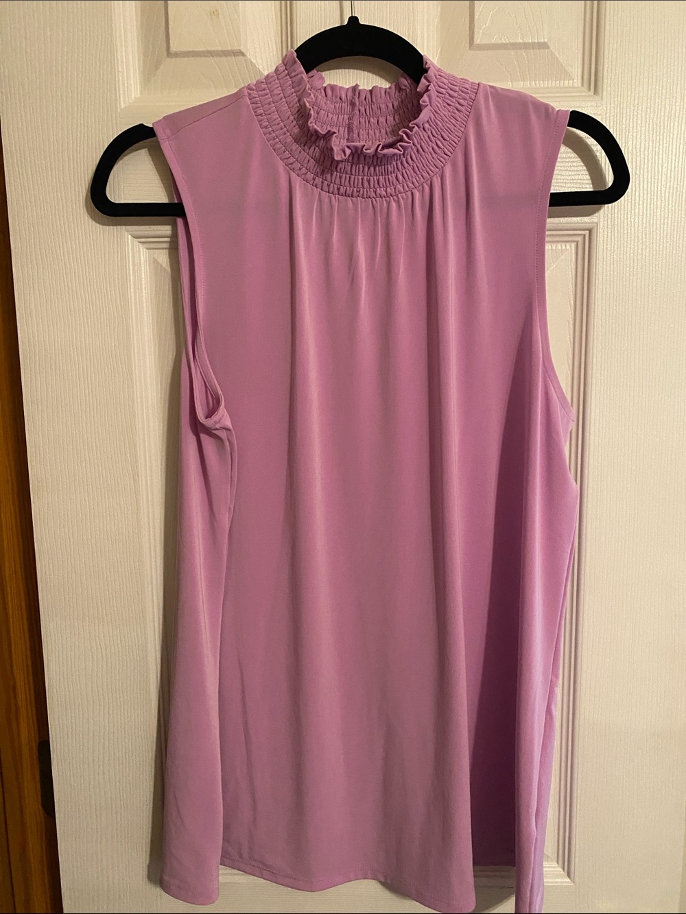 Cato Sleeveless Smocked Ruffled Mock Neck Top - Light Purple